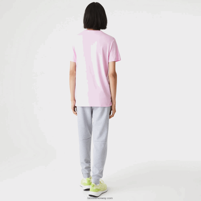 Lacoste t-skjorte i pima bomullsjersey med rund hals 4J4X0T824 rosa z4h menn