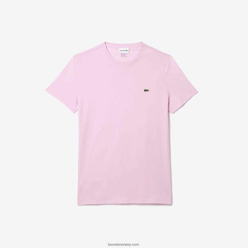 Lacoste t-skjorte i pima bomullsjersey med rund hals 4J4X0T824 rosa z4h menn
