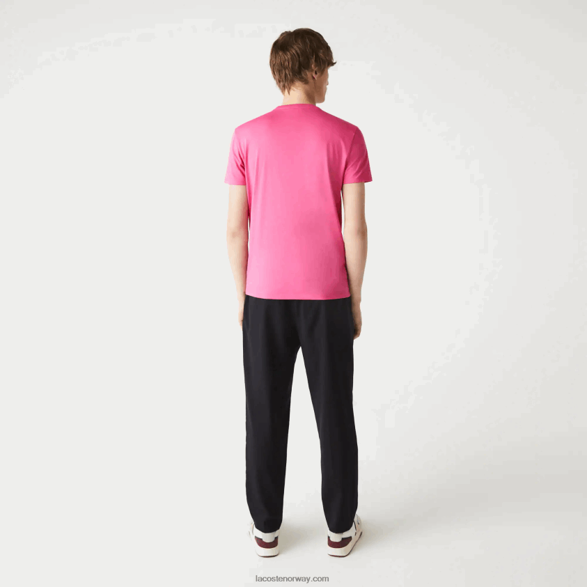 Lacoste t-skjorte i pima bomullsjersey med rund hals 4J4X0T874 rosa pqs menn