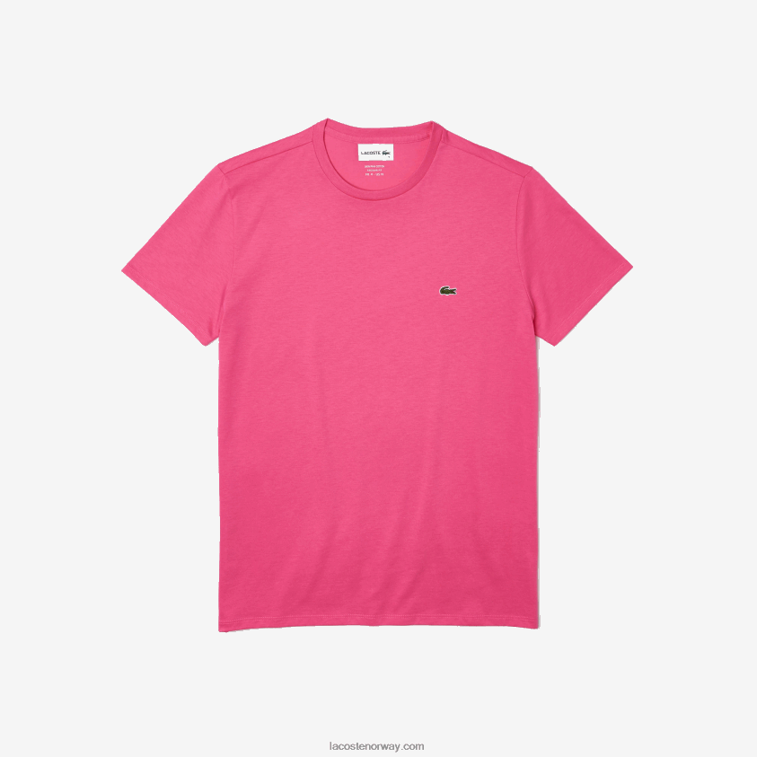 Lacoste t-skjorte i pima bomullsjersey med rund hals 4J4X0T874 rosa pqs menn