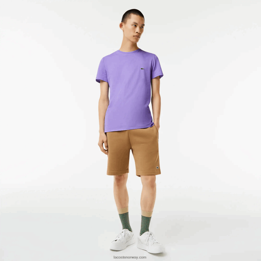 Lacoste t-skjorte i pima bomullsjersey med rund hals 4J4X0T882 lilla gfu menn