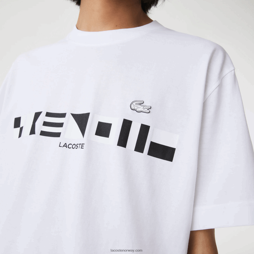 Lacoste t-skjorte med avslappet passform 4J4X0T661 hvit 001 menn