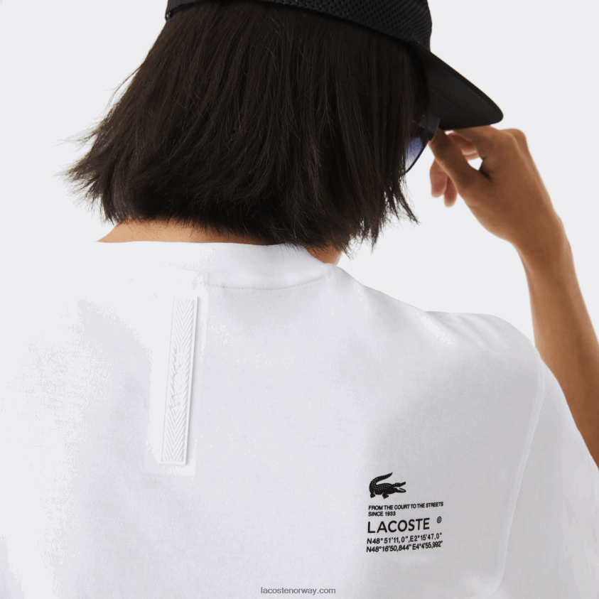 Lacoste t-skjorte med avslappet passform 4J4X0T661 hvit 001 menn