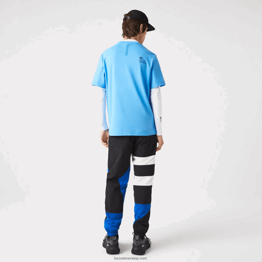 Lacoste t-skjorte med avslappet passform 4J4X0T663 blå 4xa menn