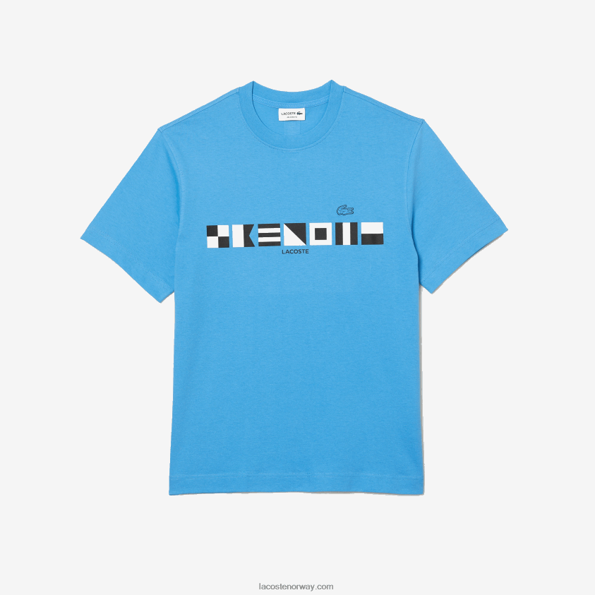 Lacoste t-skjorte med avslappet passform 4J4X0T663 blå 4xa menn
