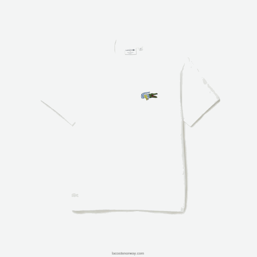 Lacoste t-skjorte med komisk effektmerke med avslappet passform 4J4X0T743 hvit 001 menn