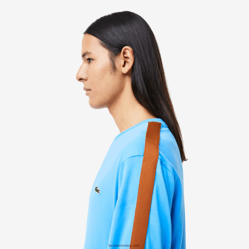 Lacoste t-skjorte med kontrastbånd 4J4X0T817 blå 4xa menn