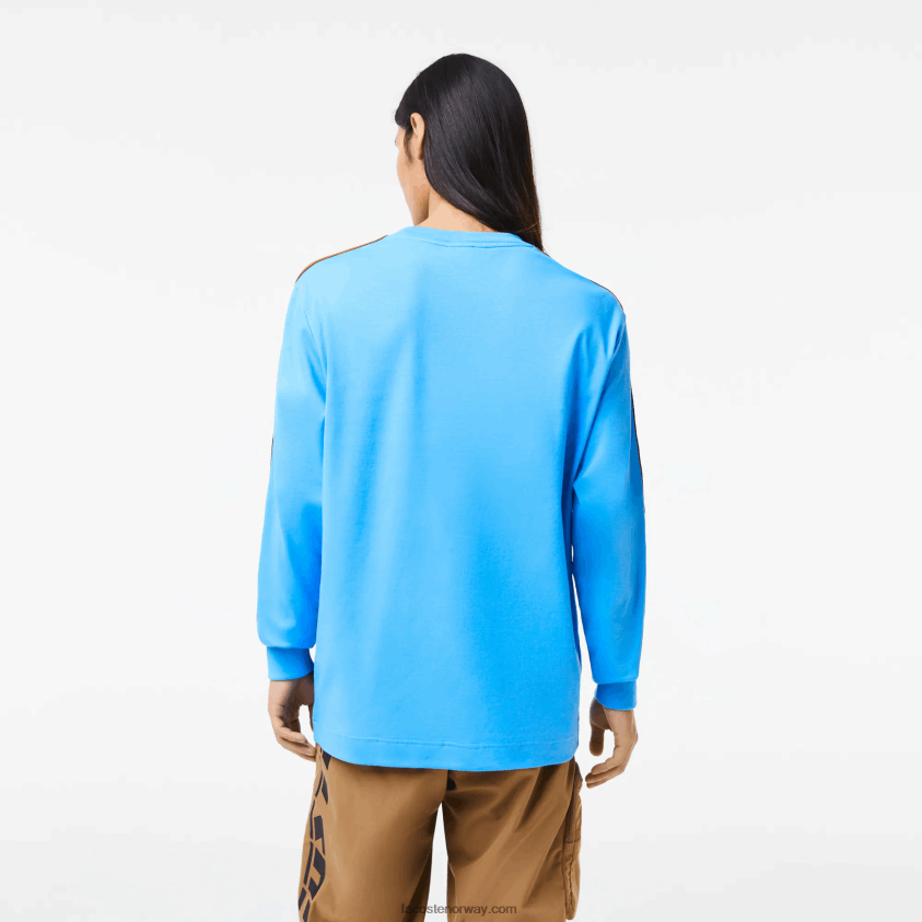 Lacoste t-skjorte med kontrastbånd 4J4X0T817 blå 4xa menn