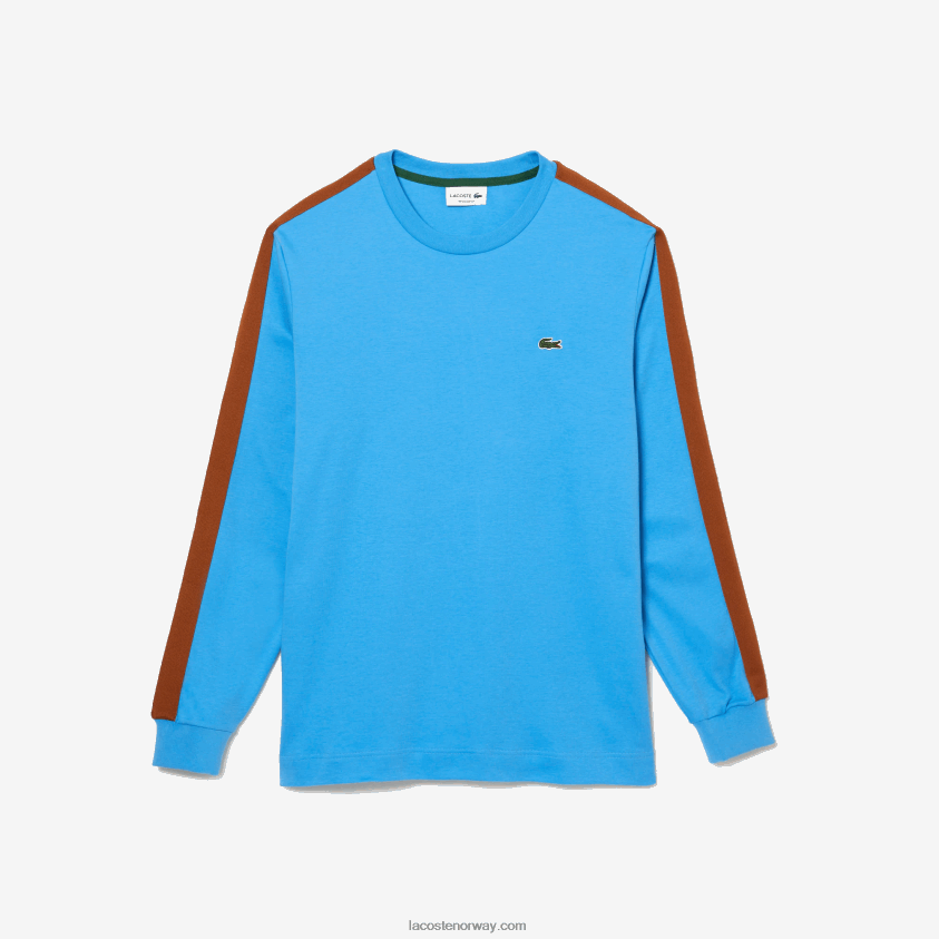 Lacoste t-skjorte med kontrastbånd 4J4X0T817 blå 4xa menn