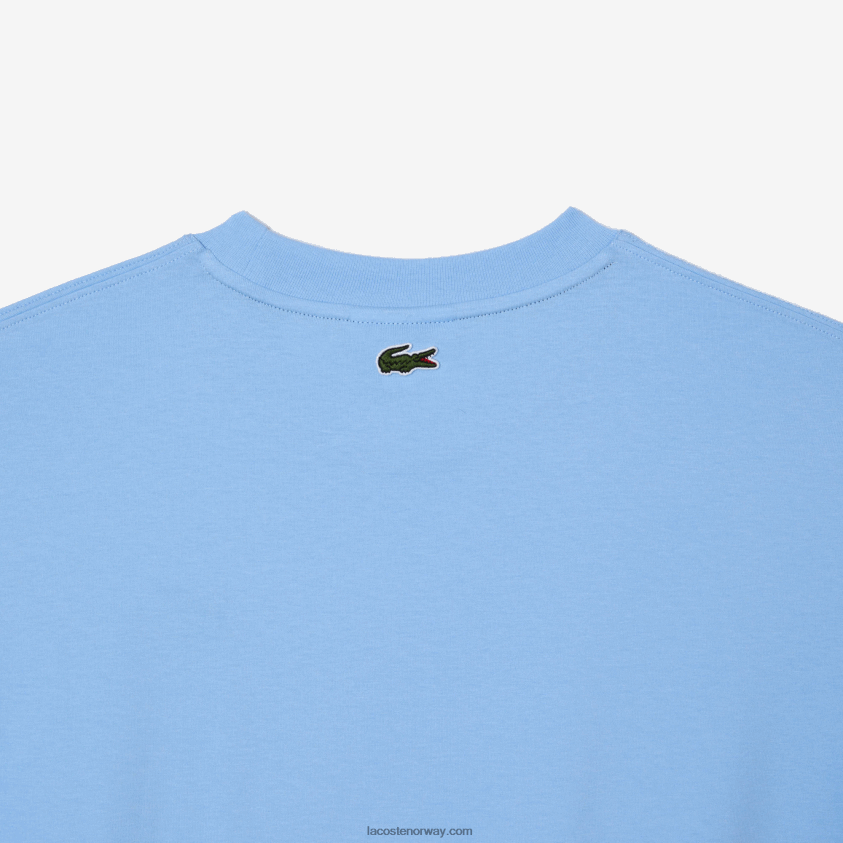 Lacoste t-skjorte med rund hals og løs passform med krokodilleprint 4J4X0T255 blå hbp menn