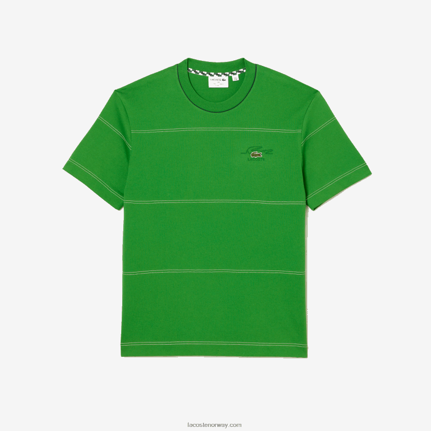 Lacoste t-skjorte med striper i økologisk bomullsjersey 4J4X0T184 grønn l94 menn