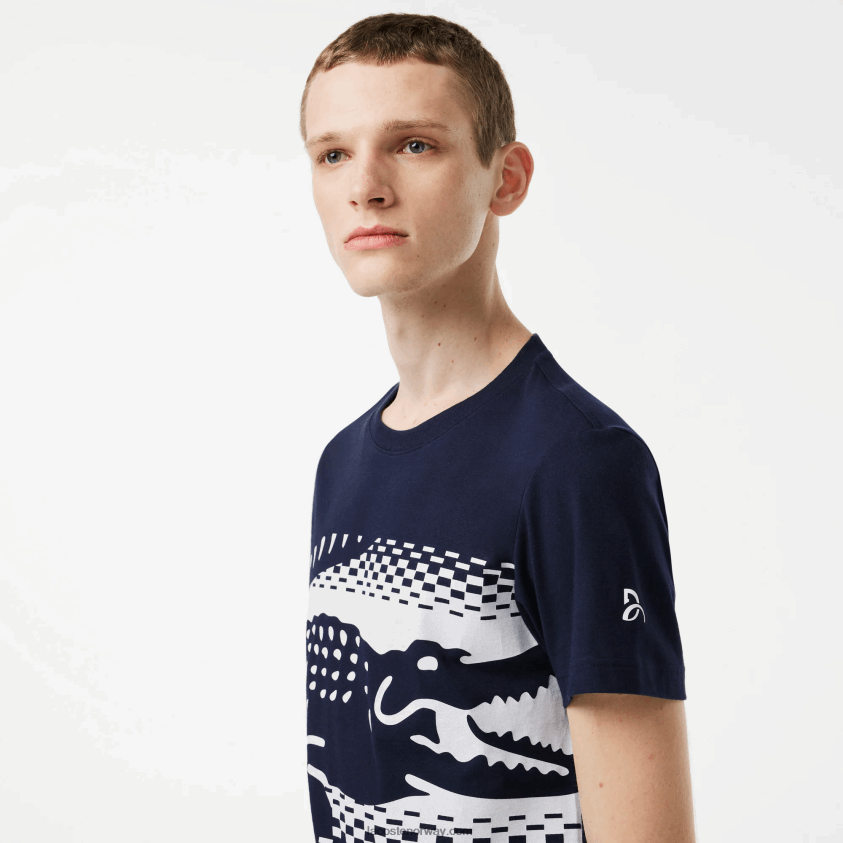 Lacoste tennis x novak djokovic t-skjorte 4J4X0T153 marineblå 166 menn