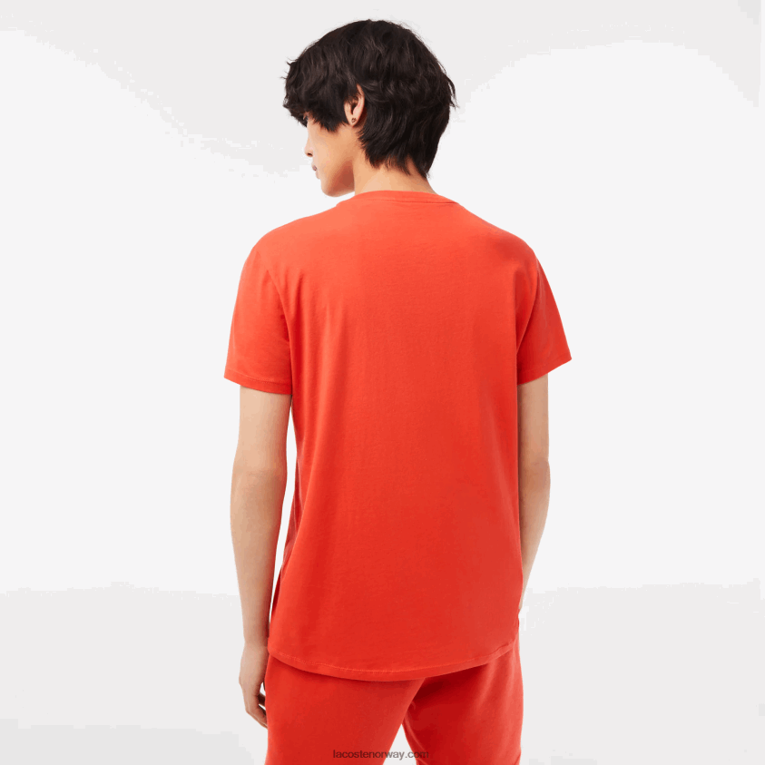 Lacoste v-hals t-skjorte i pima bomullsjersey 4J4X0T39 oransje 02k menn