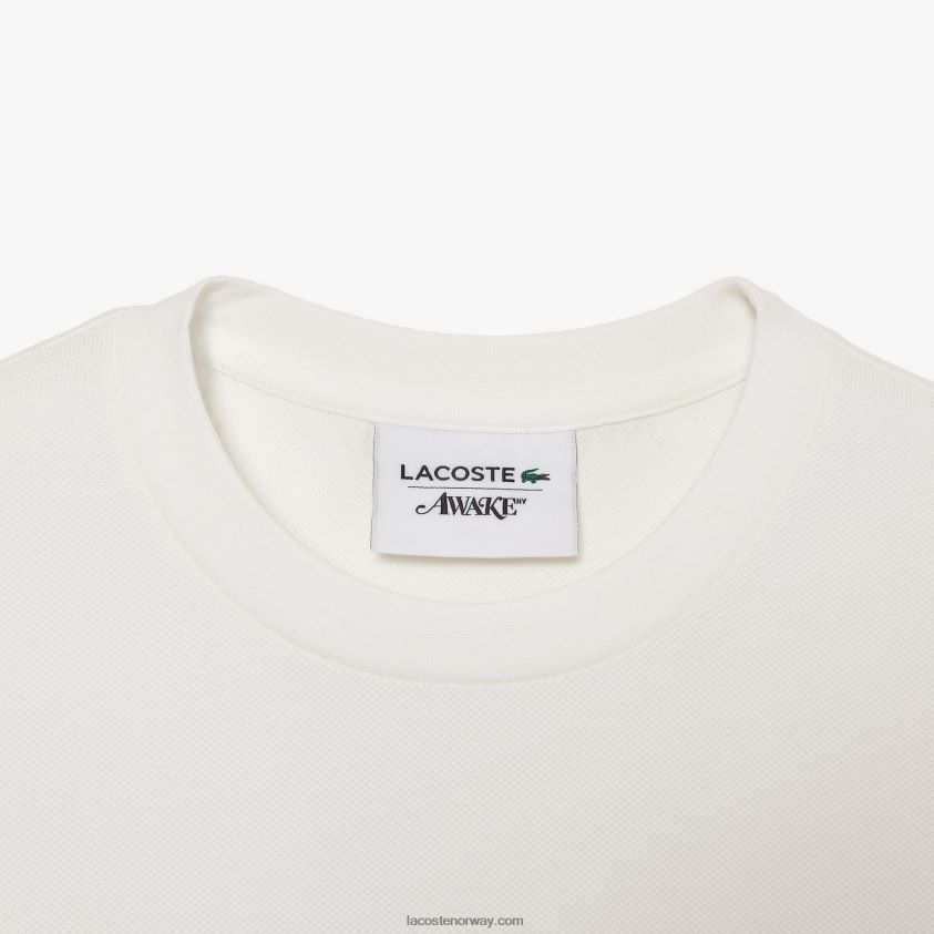 lacoste x awake ny logo bomull pique t-skjorte 4J4X0T893 hvit 70v menn