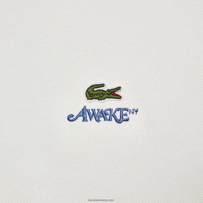 lacoste x awake ny logo bomull pique t-skjorte 4J4X0T893 hvit 70v menn