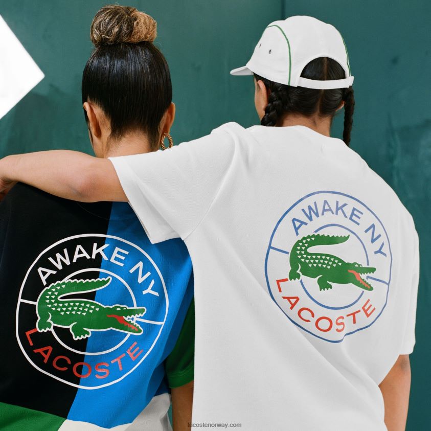 lacoste x awake ny logo bomull pique t-skjorte 4J4X0T893 hvit 70v menn