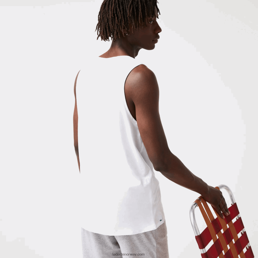 Lacoste bomulls-topp 3-pak 4J4X0T1360 hvit 001 menn