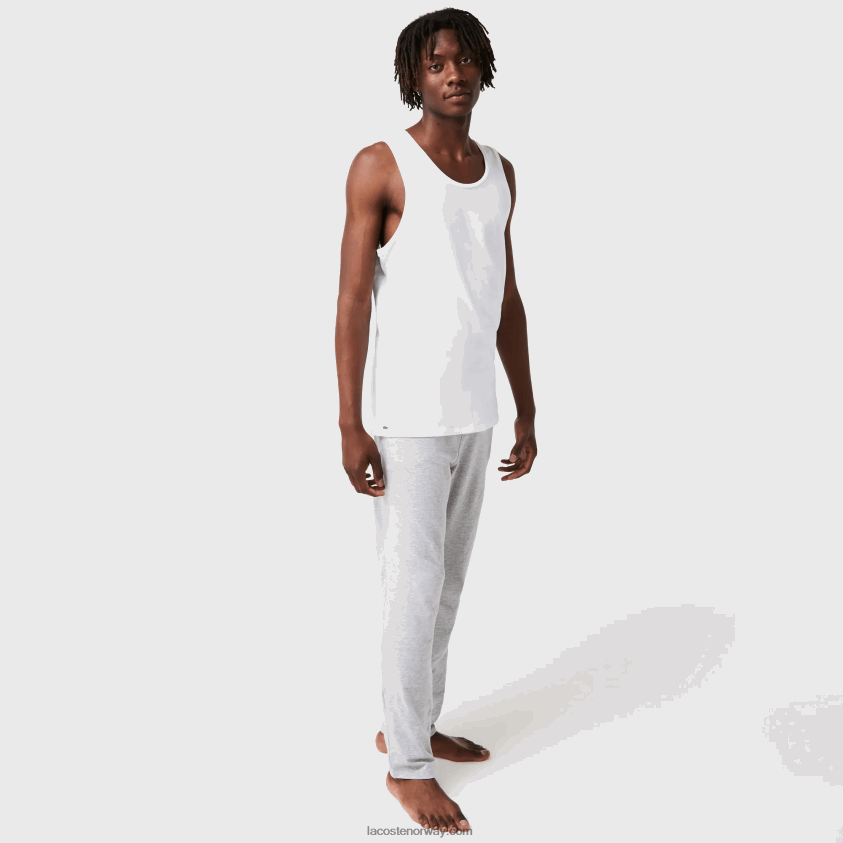 Lacoste bomulls-topp 3-pak 4J4X0T1360 hvit 001 menn