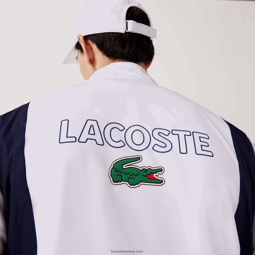 Lacoste sport merket colorblock treningsdress 4J4X0T1156 hvit oransje marineblå 8ty menn