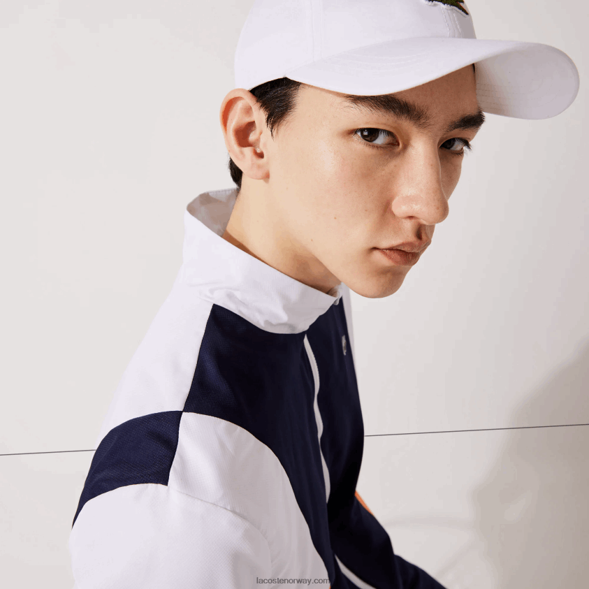 Lacoste sport merket colorblock treningsdress 4J4X0T1156 hvit oransje marineblå 8ty menn