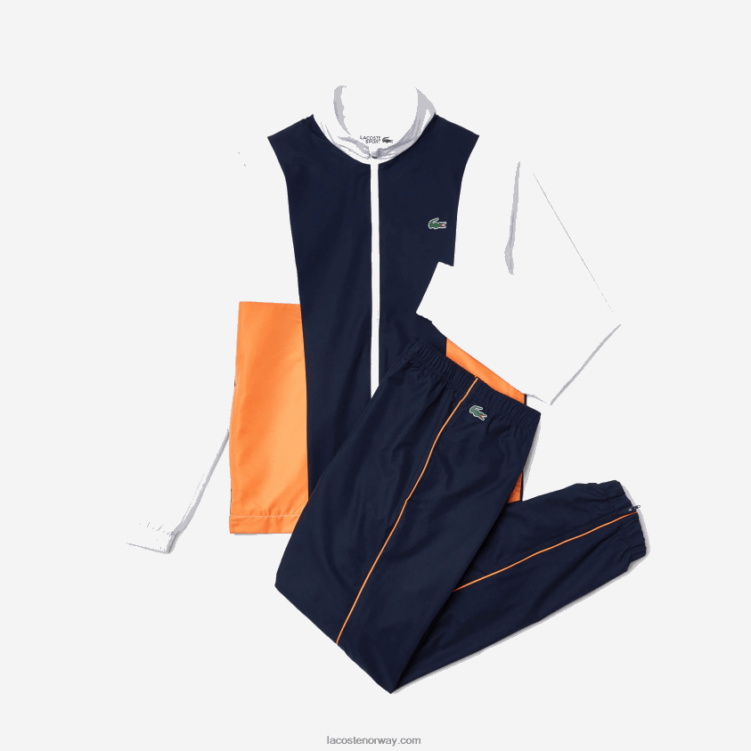 Lacoste sport merket colorblock treningsdress 4J4X0T1156 hvit oransje marineblå 8ty menn