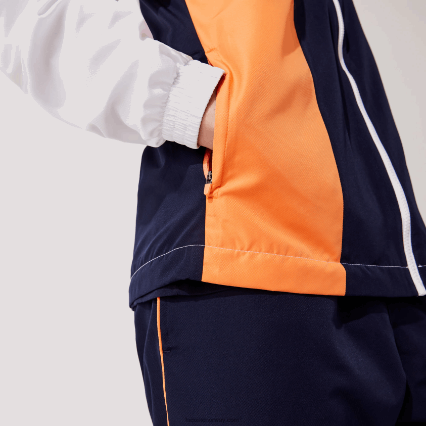 Lacoste sport merket colorblock treningsdress 4J4X0T1156 hvit oransje marineblå 8ty menn