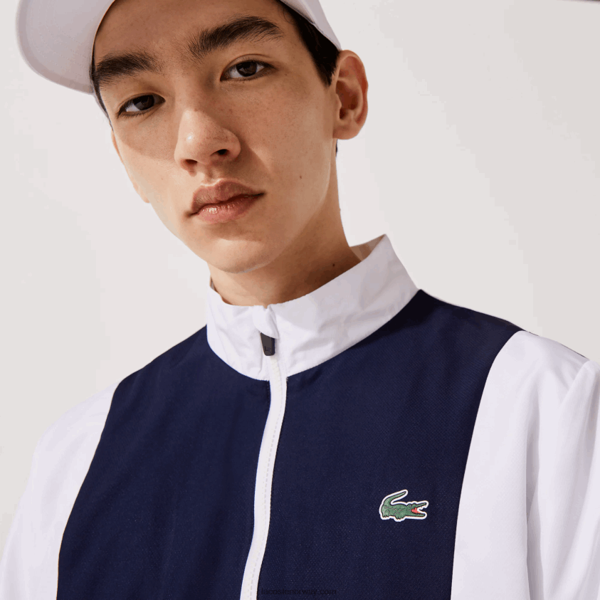 Lacoste sport merket colorblock treningsdress 4J4X0T1156 hvit oransje marineblå 8ty menn