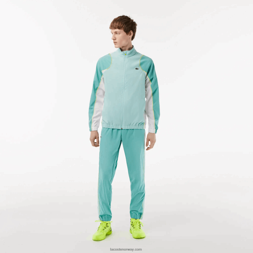 Lacoste tennis høyhalset joggersett 4J4X0T27 lysegrønn hvit gul xia menn
