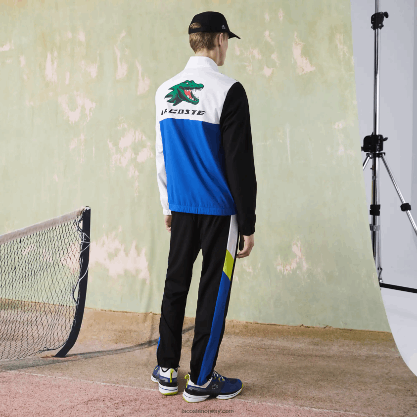 Lacoste tennis treningsdress med krokodilletrykk 4J4X0T1144 hvit svart blå gul l74 menn