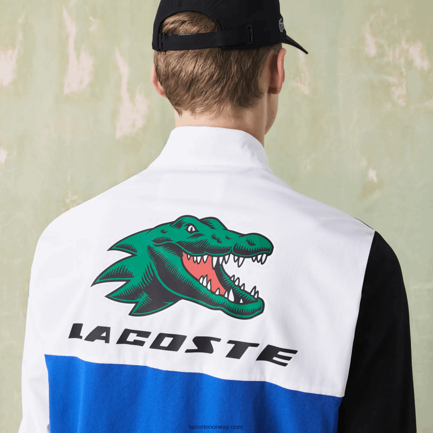 Lacoste tennis treningsdress med krokodilletrykk 4J4X0T1144 hvit svart blå gul l74 menn
