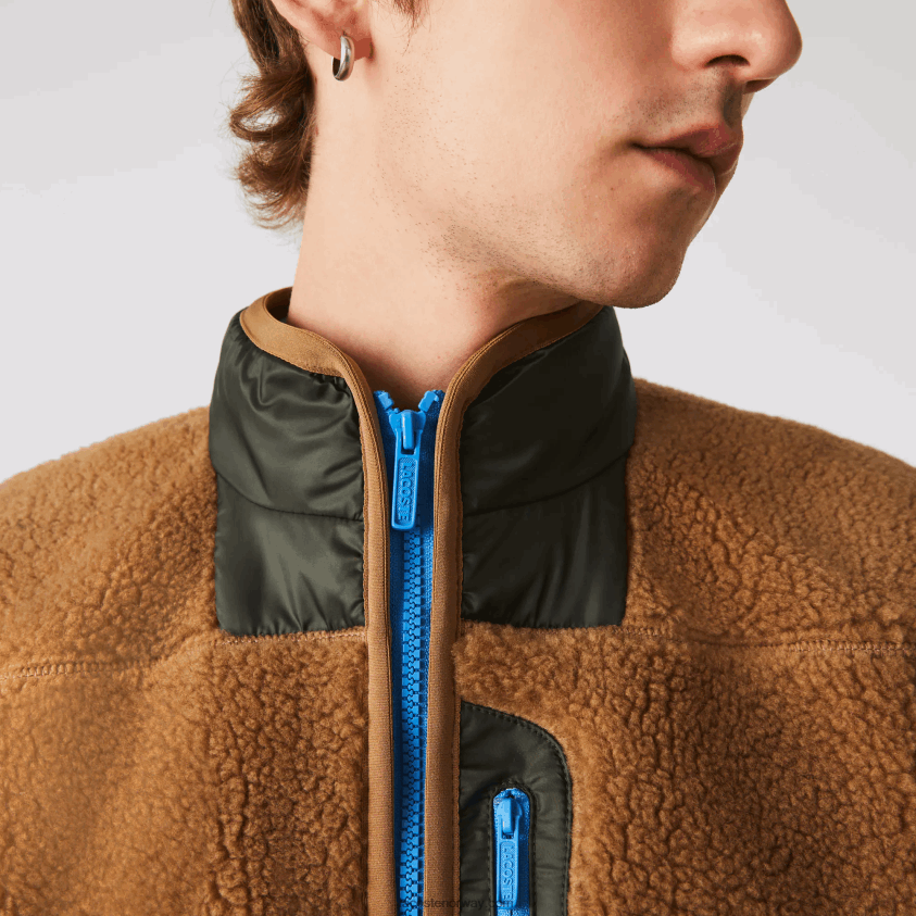 Lacoste sherpa fleecevest 4J4X0T1262 brun kakigrønn 89f menn