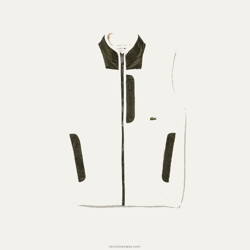 Lacoste sherpa fleecevest 4J4X0T1263 hvit kakigrønn u9n menn