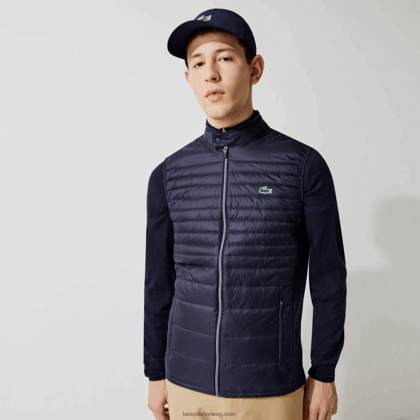 Lacoste sport lett vannavstøtende vattert golfvest 4J4X0T1309 marineblå 5fs menn