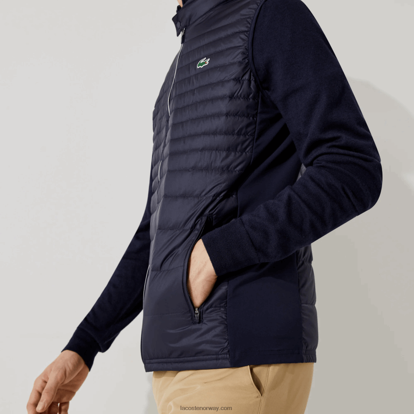 Lacoste sport lett vannavstøtende vattert golfvest 4J4X0T1309 marineblå 5fs menn