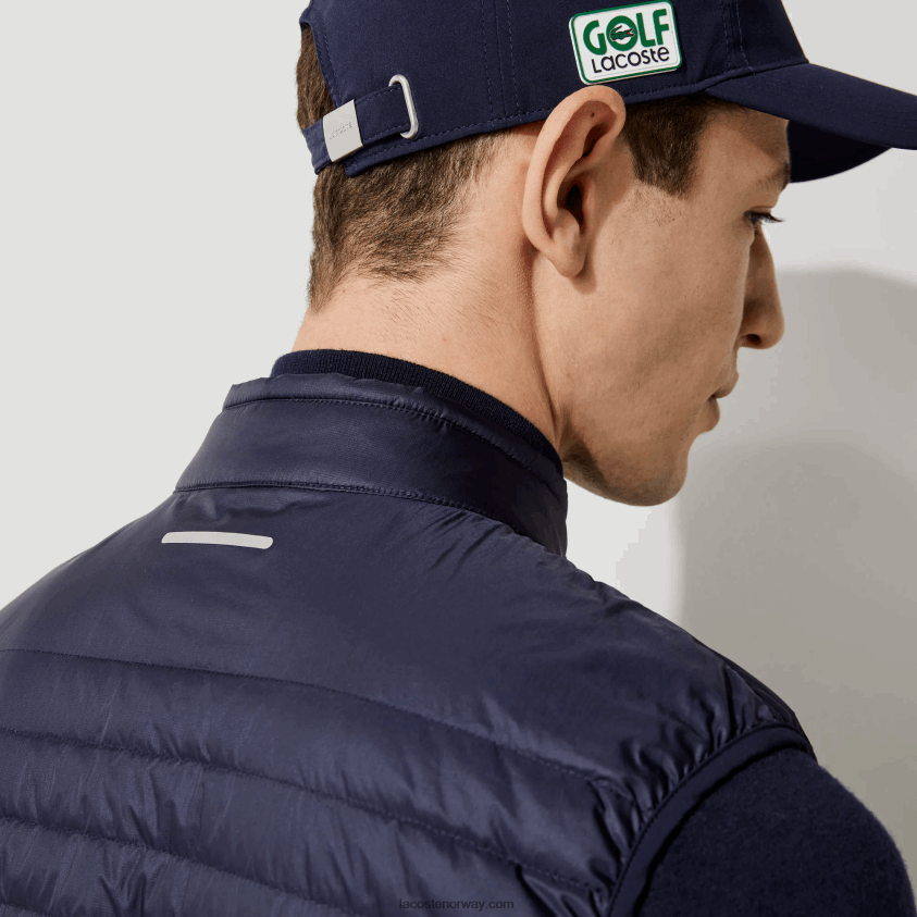 Lacoste sport lett vannavstøtende vattert golfvest 4J4X0T1309 marineblå 5fs menn