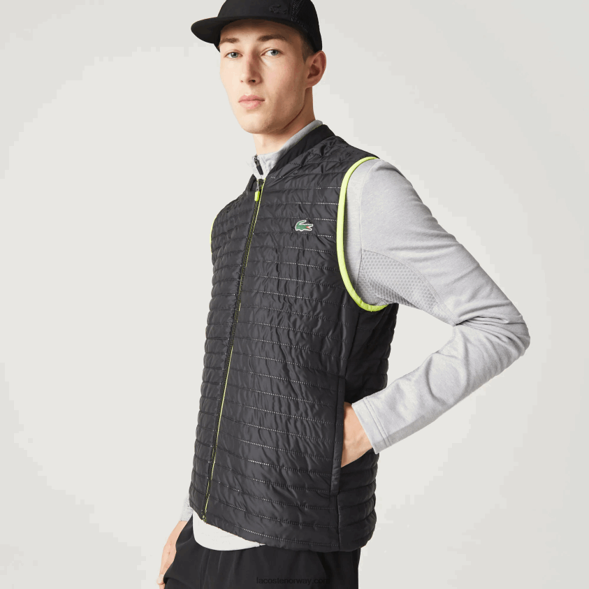 Lacoste sportspolstret vendbar vest 4J4X0T385 gul svart g65 menn