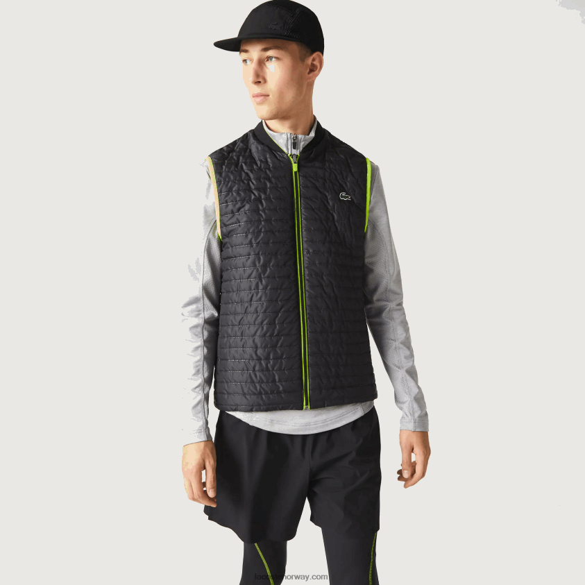 Lacoste sportspolstret vendbar vest 4J4X0T385 gul svart g65 menn