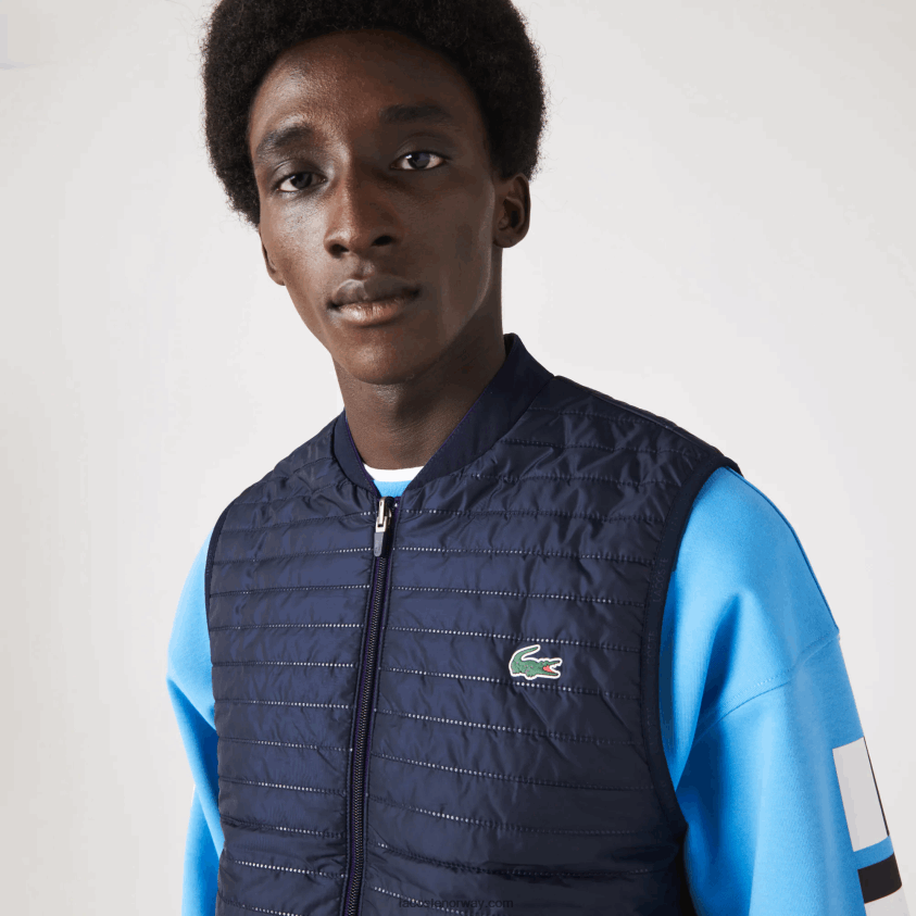 Lacoste sportspolstret vendbar vest 4J4X0T386 lilla marineblå se3 menn