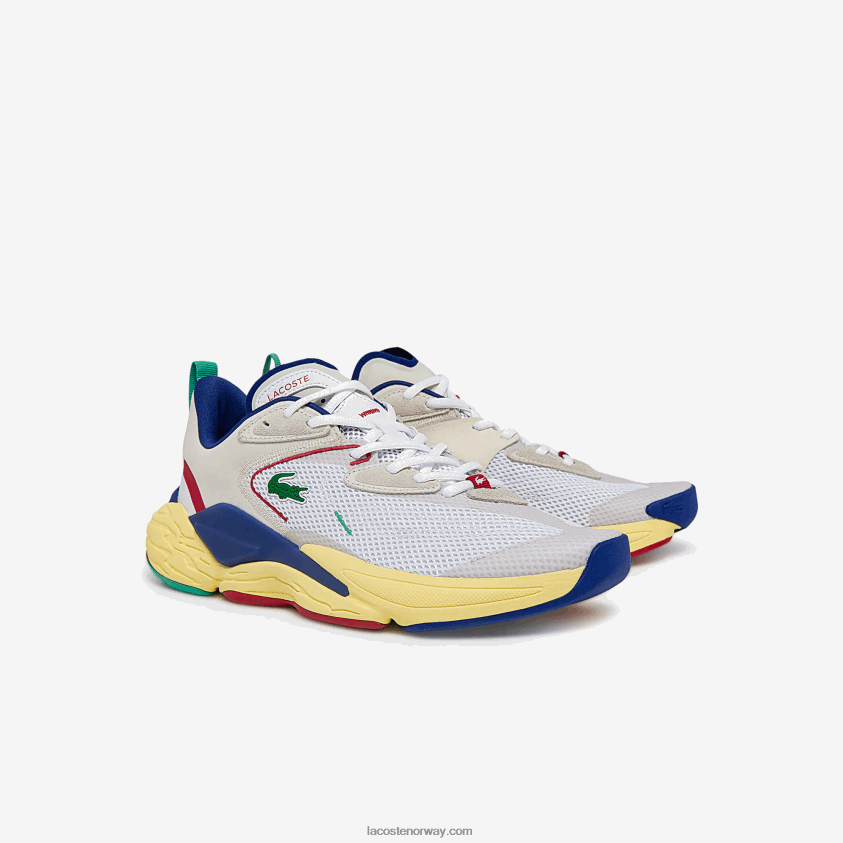 Lacoste aceshot tekstil og syntetiske joggesko 4J4X0T1857 off white & blue 2q9 menn