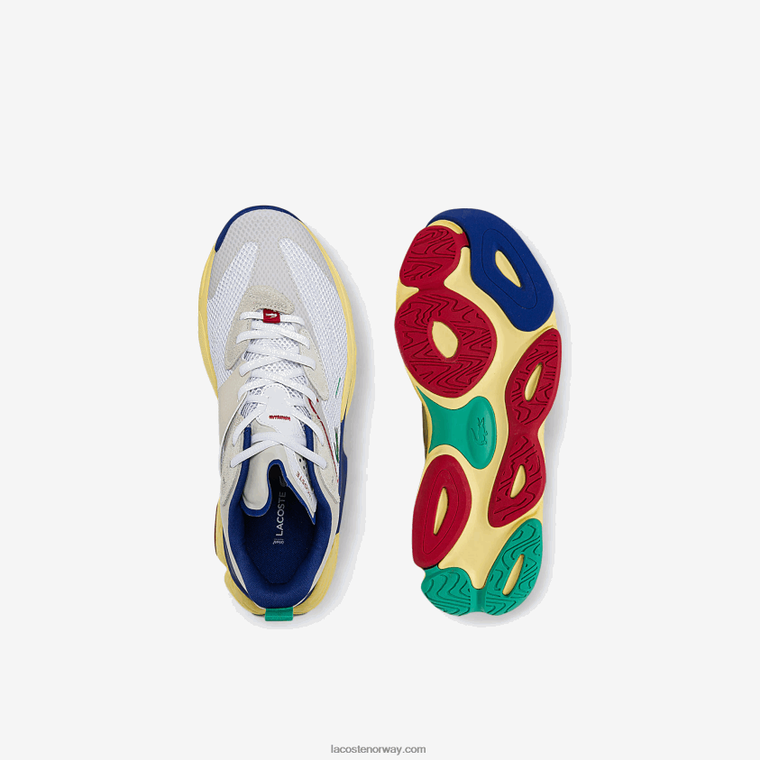 Lacoste aceshot tekstil og syntetiske joggesko 4J4X0T1857 off white & blue 2q9 menn
