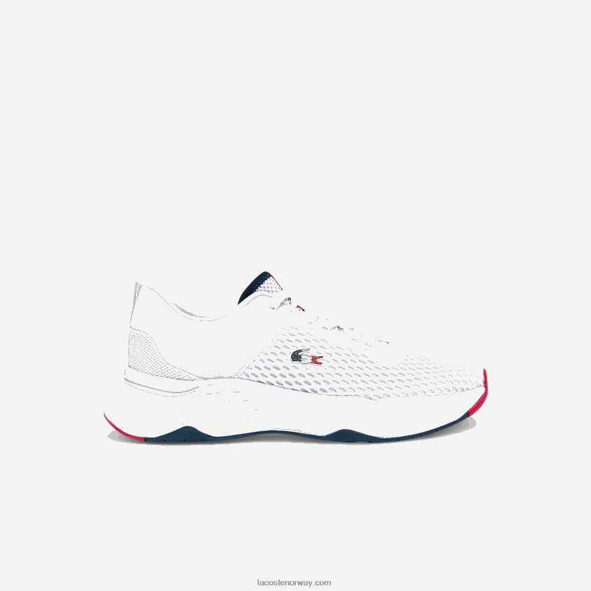 Lacoste banedrevne joggesko i tekstil 4J4X0T1861 hvit/marine & rød 407 menn