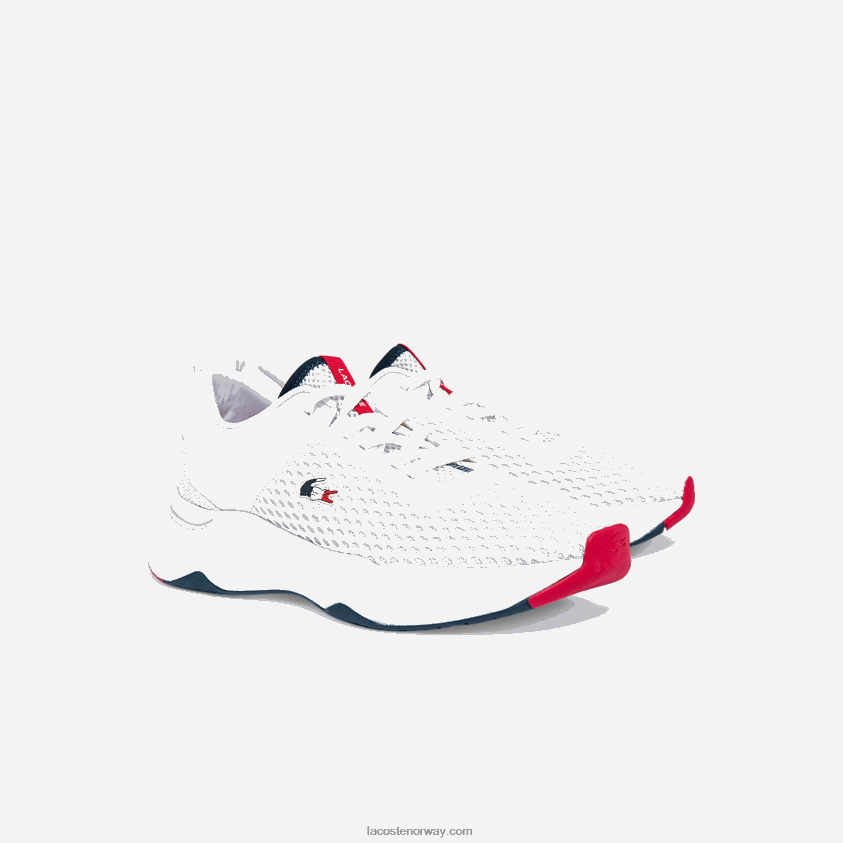 Lacoste banedrevne joggesko i tekstil 4J4X0T1861 hvit/marine & rød 407 menn