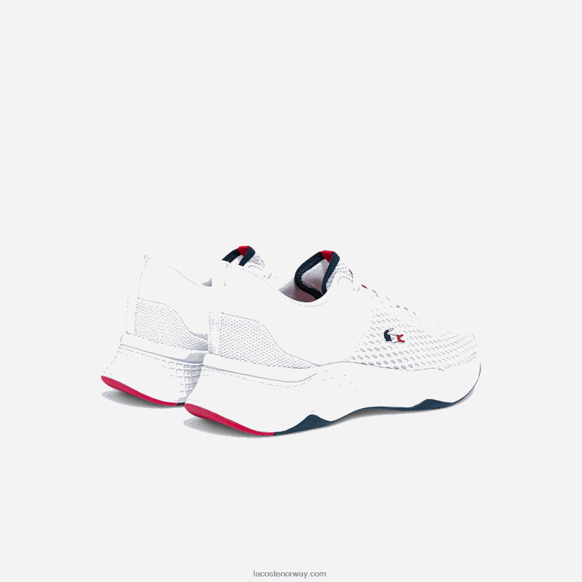 Lacoste banedrevne joggesko i tekstil 4J4X0T1861 hvit/marine & rød 407 menn