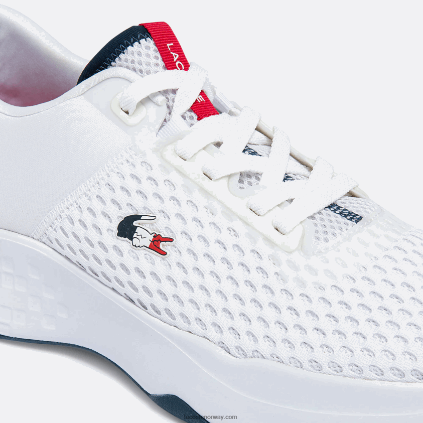 Lacoste banedrevne joggesko i tekstil 4J4X0T1861 hvit/marine & rød 407 menn
