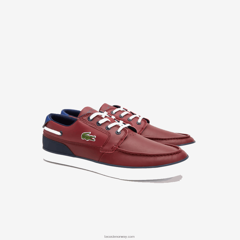 Lacoste bayliss deck syntetisk farge kontrast båtsko 4J4X0T1784 burgunder hvit 2h2 menn