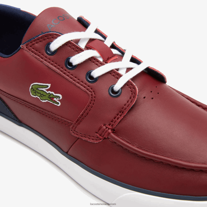 Lacoste bayliss deck syntetisk farge kontrast båtsko 4J4X0T1784 burgunder hvit 2h2 menn