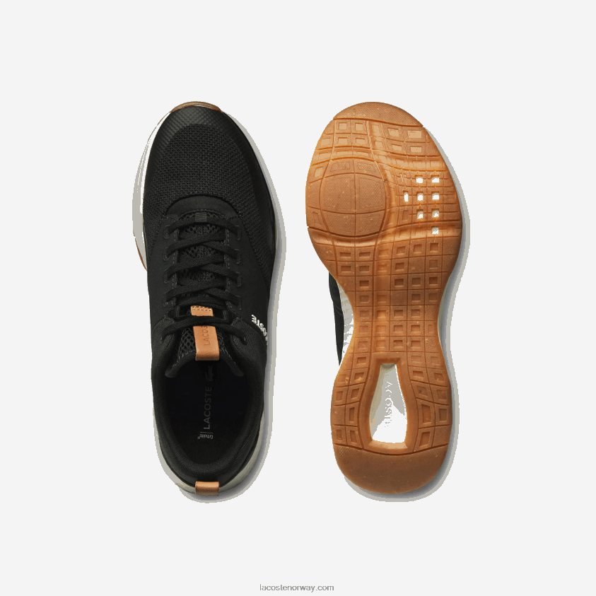 Lacoste court-drive pluss fargeblokk-tekstiltrenere 4J4X0T1868 svart og off white 454 menn