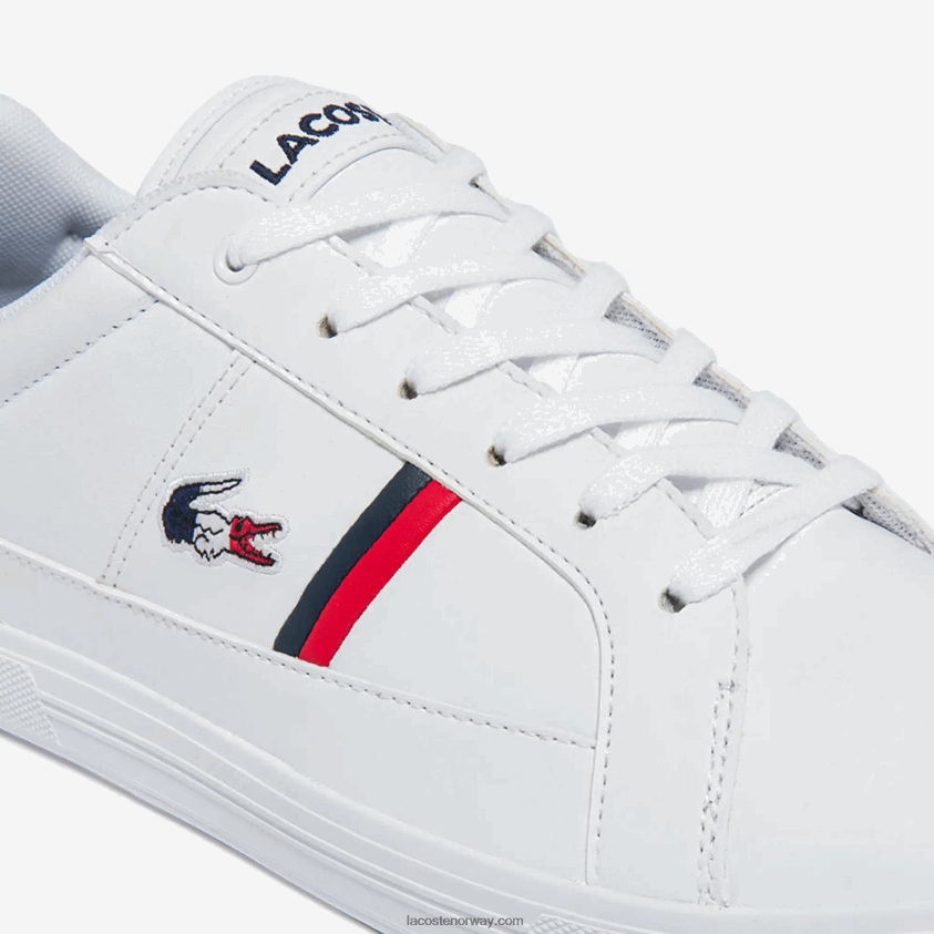 Lacoste europa tricolore skinn og syntetiske joggesko 4J4X0T1876 hvit/marine & rød 407 menn