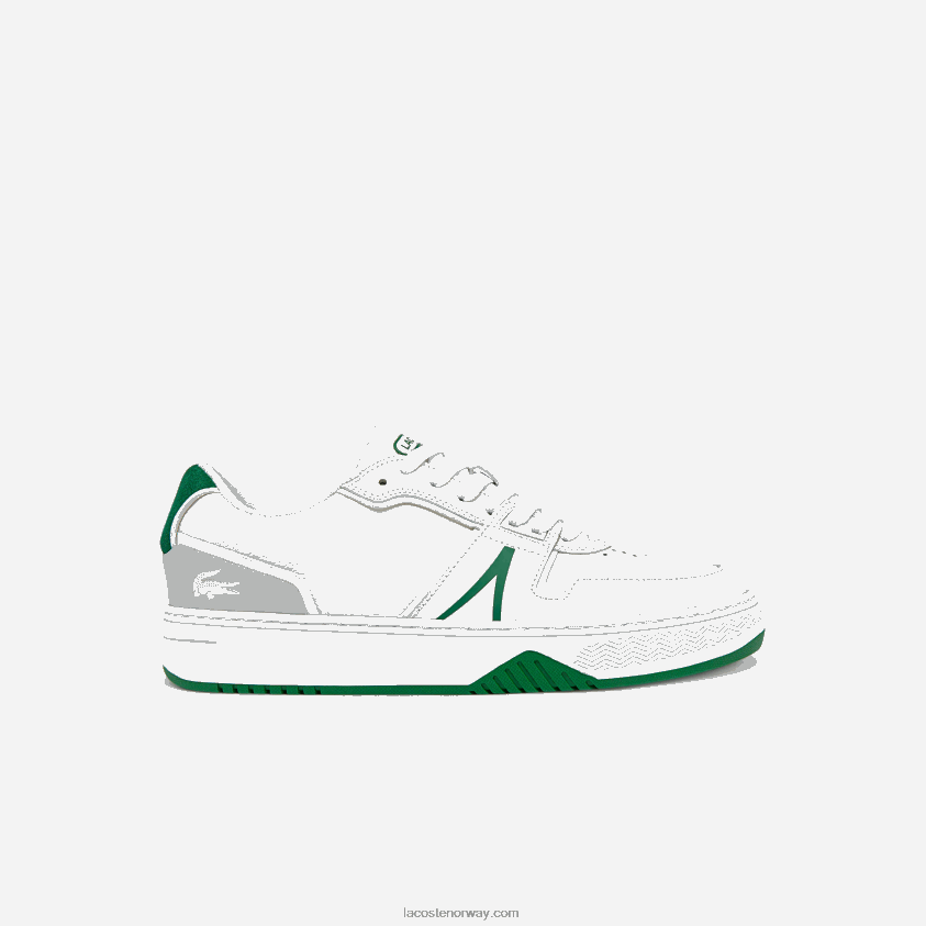 Lacoste l001 skinn joggesko 4J4X0T1840 hvit/grønn 082 menn