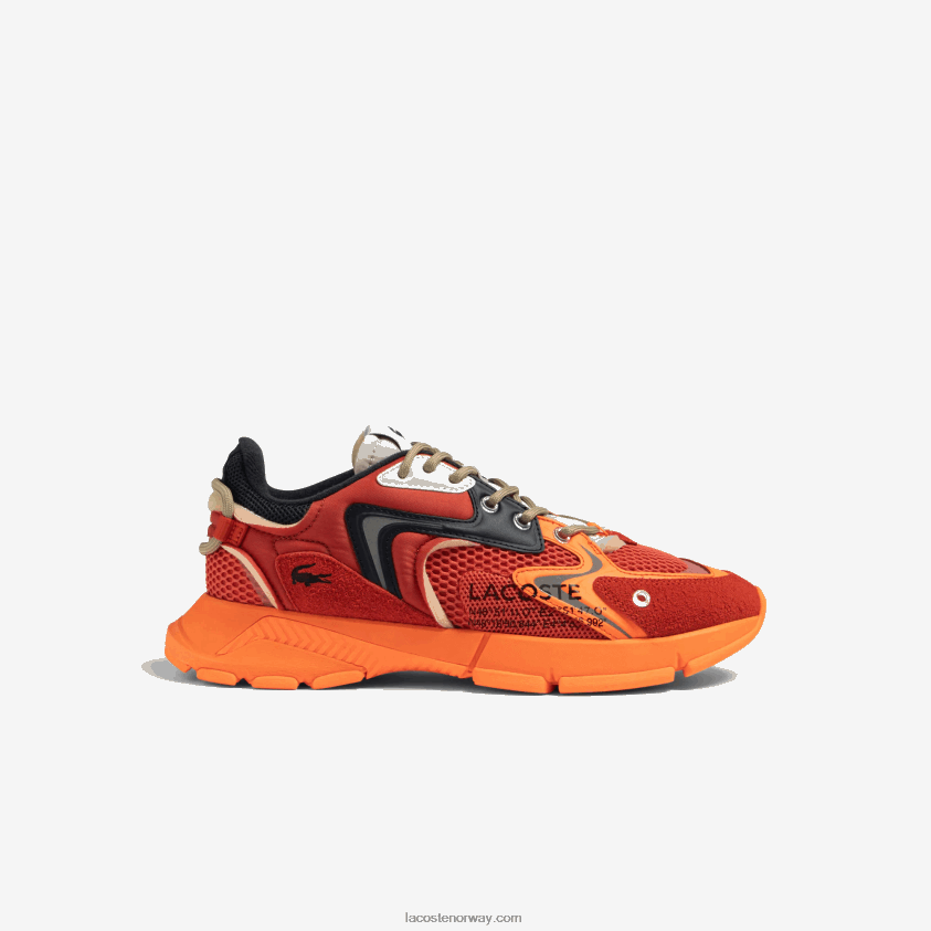 Lacoste l003 neo tekstil joggesko 4J4X0T1692 rød oransje am1 menn